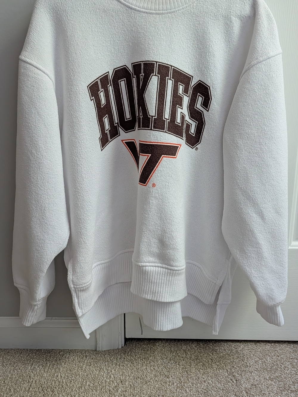 Hokies White Crewneck Sweatshirt with VT Logo